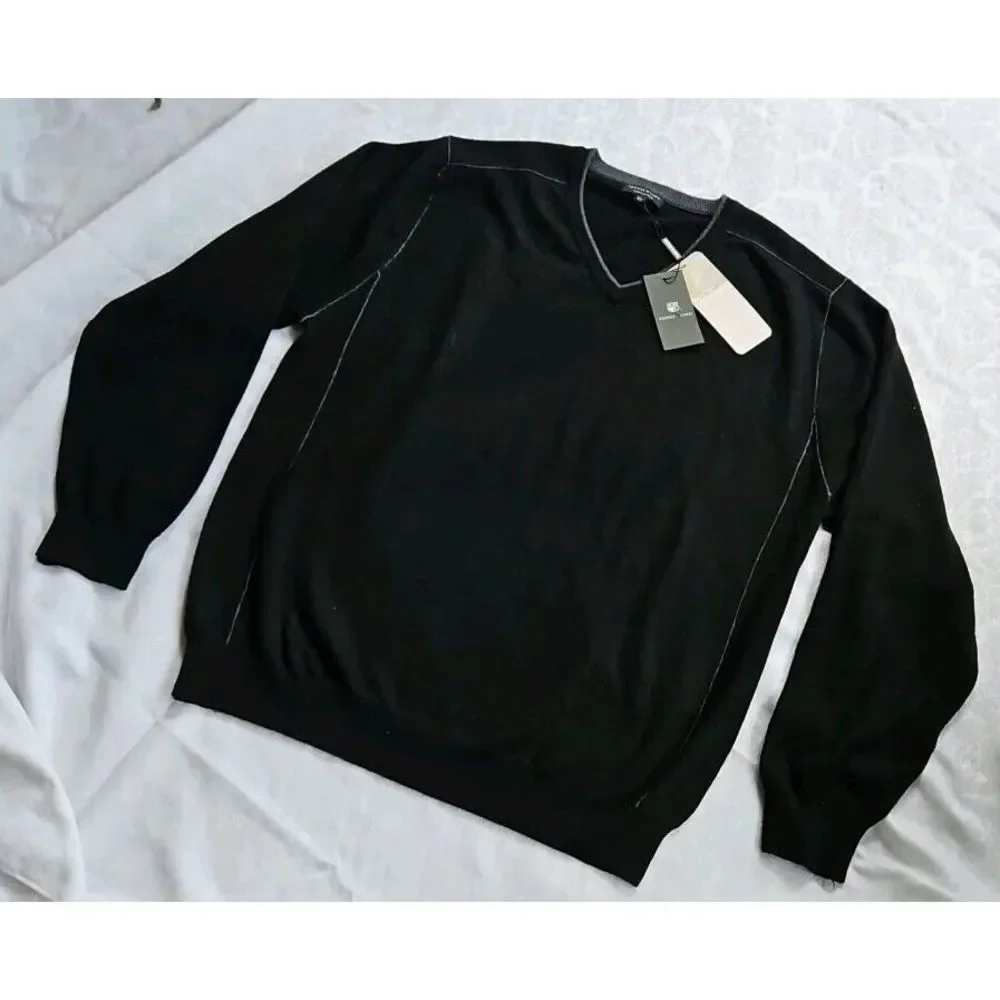 NEW Bridge & Lord Merino Wool Cashmere Sweater Black Gray 2X‎ XXL Luxurious